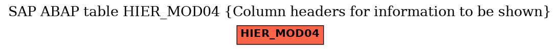 E-R Diagram for table HIER_MOD04 (Column headers for information to be shown)