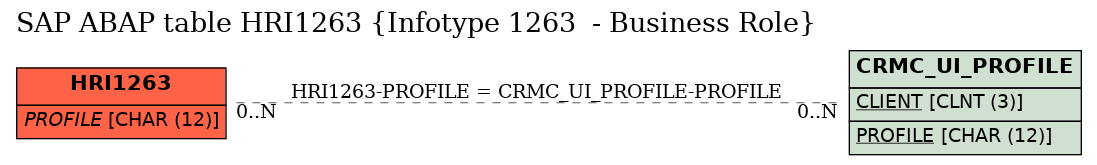 E-R Diagram for table HRI1263 (Infotype 1263  - Business Role)