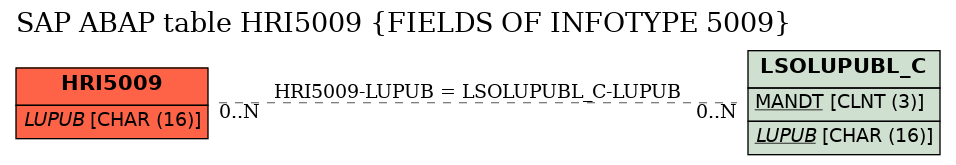 E-R Diagram for table HRI5009 (FIELDS OF INFOTYPE 5009)