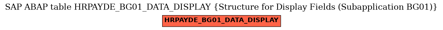 E-R Diagram for table HRPAYDE_BG01_DATA_DISPLAY (Structure for Display Fields (Subapplication BG01))