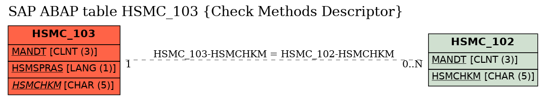 E-R Diagram for table HSMC_103 (Check Methods Descriptor)