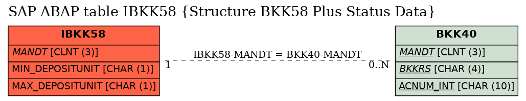 E-R Diagram for table IBKK58 (Structure BKK58 Plus Status Data)