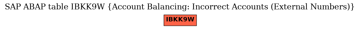 E-R Diagram for table IBKK9W (Account Balancing: Incorrect Accounts (External Numbers))