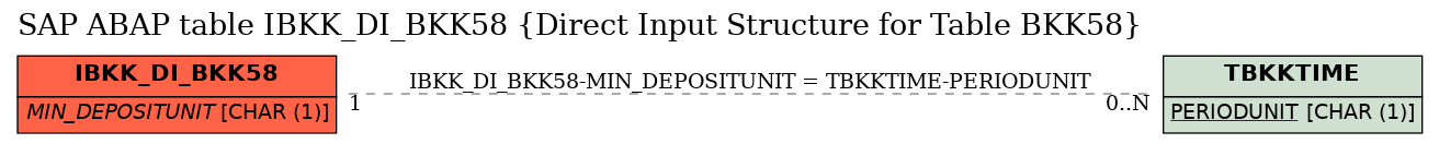 E-R Diagram for table IBKK_DI_BKK58 (Direct Input Structure for Table BKK58)