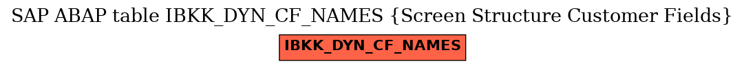 E-R Diagram for table IBKK_DYN_CF_NAMES (Screen Structure Customer Fields)