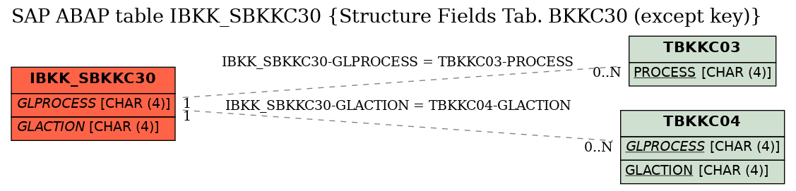 E-R Diagram for table IBKK_SBKKC30 (Structure Fields Tab. BKKC30 (except key))