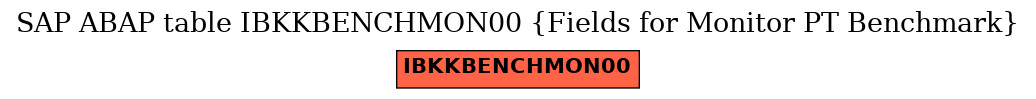 E-R Diagram for table IBKKBENCHMON00 (Fields for Monitor PT Benchmark)