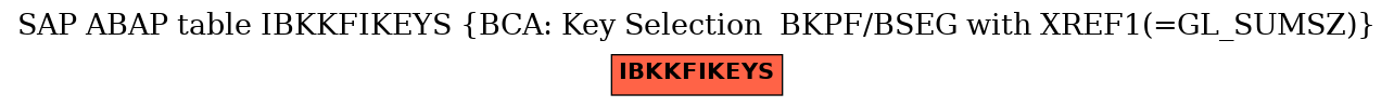 E-R Diagram for table IBKKFIKEYS (BCA: Key Selection  BKPF/BSEG with XREF1(=GL_SUMSZ))