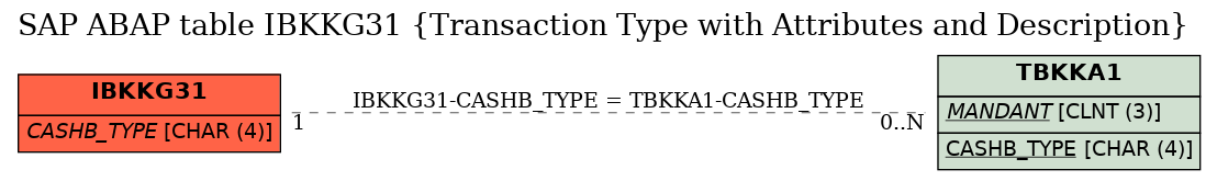 E-R Diagram for table IBKKG31 (Transaction Type with Attributes and Description)