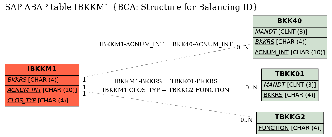 E-R Diagram for table IBKKM1 (BCA: Structure for Balancing ID)