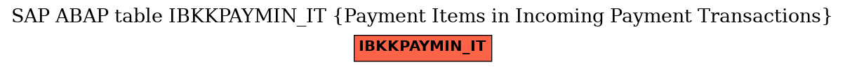E-R Diagram for table IBKKPAYMIN_IT (Payment Items in Incoming Payment Transactions)