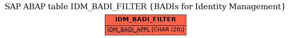 E-R Diagram for table IDM_BADI_FILTER (BADIs for Identity Management)