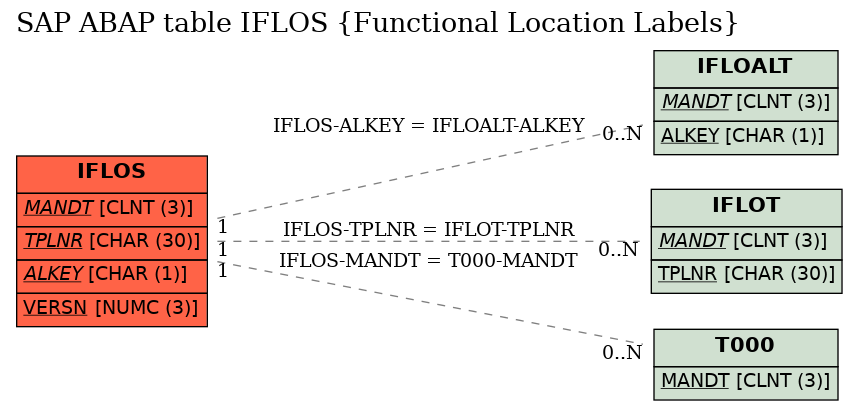 E-R Diagram for table IFLOS (Functional Location Labels)