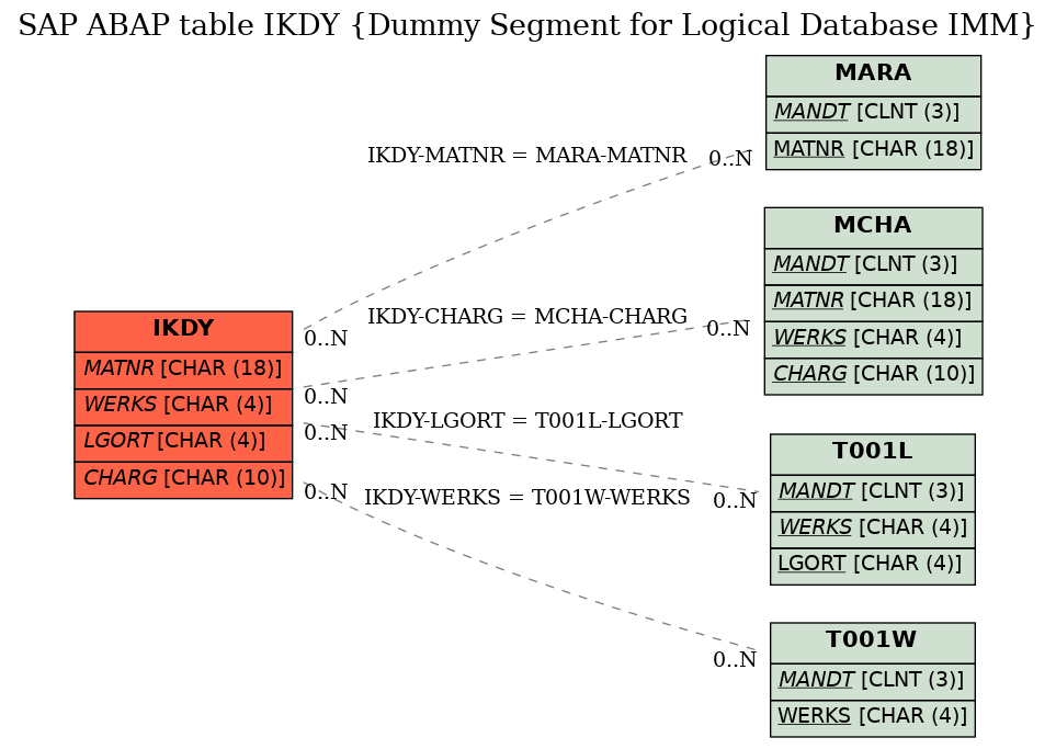 E-R Diagram for table IKDY (Dummy Segment for Logical Database IMM)