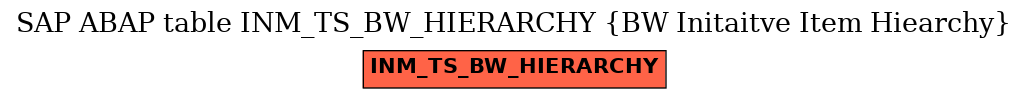 E-R Diagram for table INM_TS_BW_HIERARCHY (BW Initaitve Item Hiearchy)