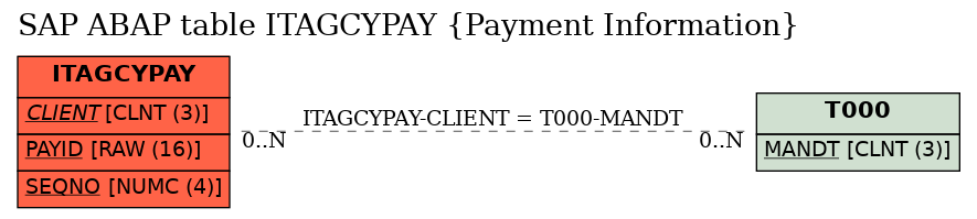 E-R Diagram for table ITAGCYPAY (Payment Information)