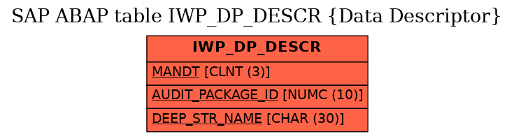 E-R Diagram for table IWP_DP_DESCR (Data Descriptor)