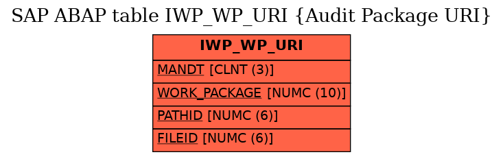 E-R Diagram for table IWP_WP_URI (Audit Package URI)