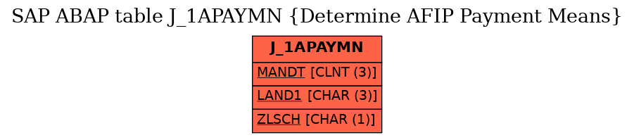 E-R Diagram for table J_1APAYMN (Determine AFIP Payment Means)