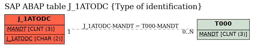 E-R Diagram for table J_1ATODC (Type of identification)