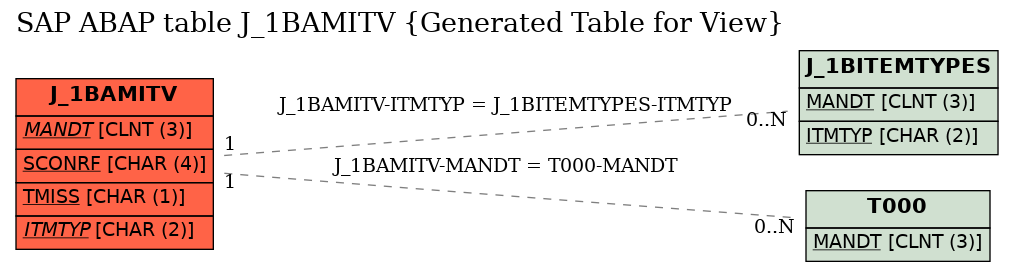 E-R Diagram for table J_1BAMITV (Generated Table for View)