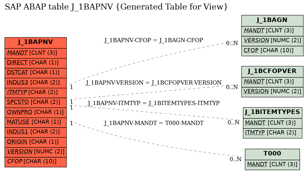 E-R Diagram for table J_1BAPNV (Generated Table for View)