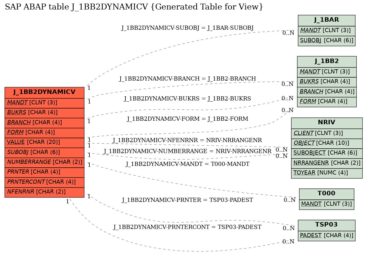 E-R Diagram for table J_1BB2DYNAMICV (Generated Table for View)