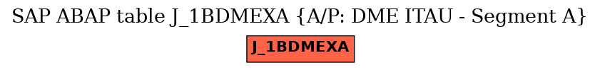 E-R Diagram for table J_1BDMEXA (A/P: DME ITAU - Segment A)