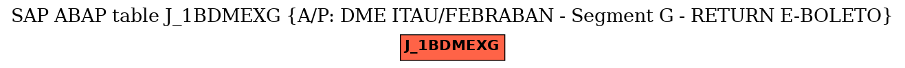 E-R Diagram for table J_1BDMEXG (A/P: DME ITAU/FEBRABAN - Segment G - RETURN E-BOLETO)