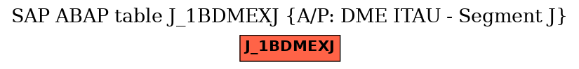 E-R Diagram for table J_1BDMEXJ (A/P: DME ITAU - Segment J)