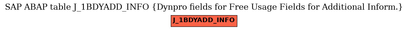 E-R Diagram for table J_1BDYADD_INFO (Dynpro fields for Free Usage Fields for Additional Inform.)