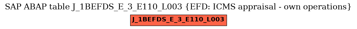 E-R Diagram for table J_1BEFDS_E_3_E110_L003 (EFD: ICMS appraisal - own operations)