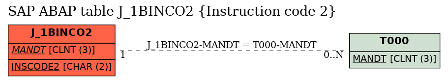 E-R Diagram for table J_1BINCO2 (Instruction code 2)