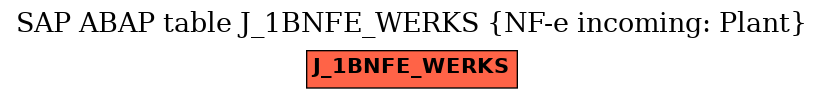 E-R Diagram for table J_1BNFE_WERKS (NF-e incoming: Plant)
