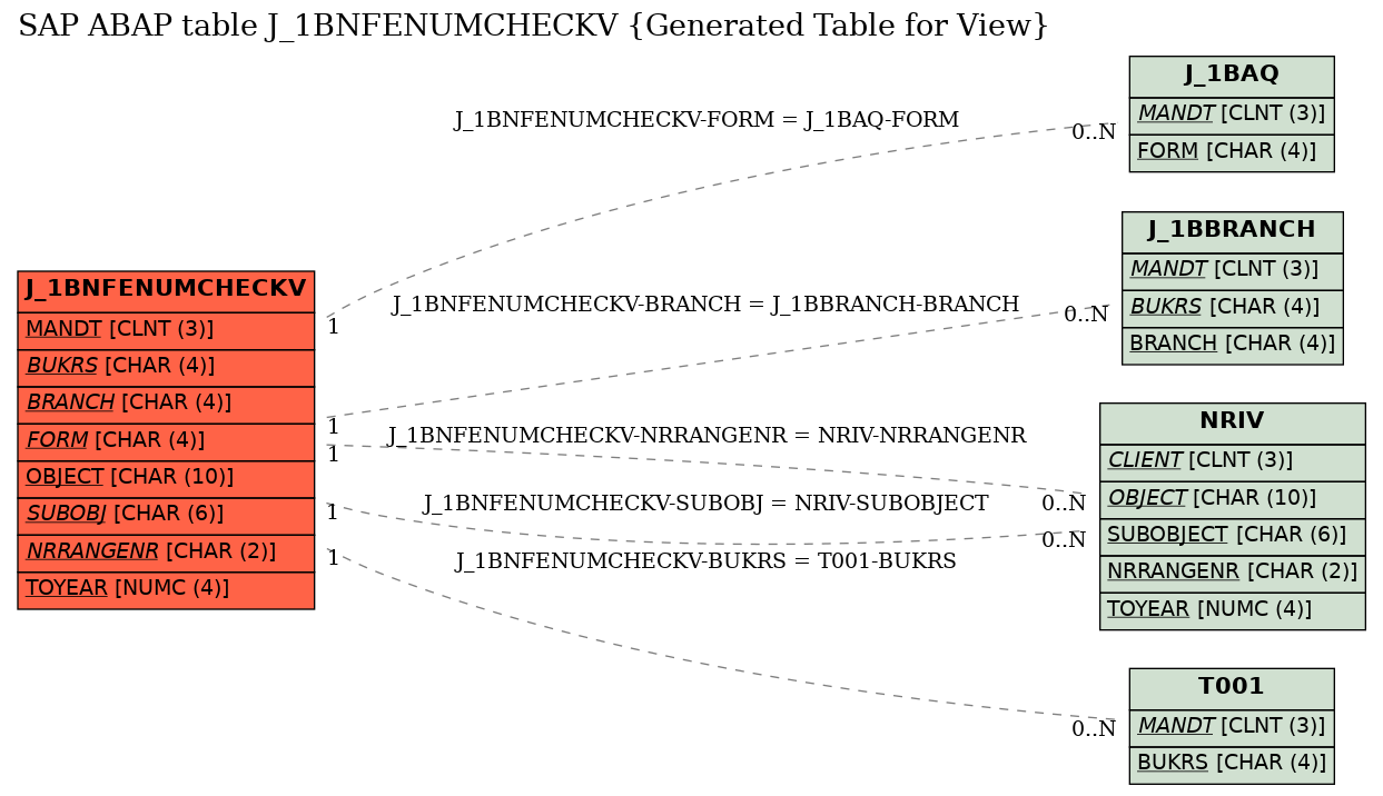 E-R Diagram for table J_1BNFENUMCHECKV (Generated Table for View)