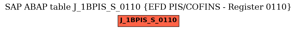 E-R Diagram for table J_1BPIS_S_0110 (EFD PIS/COFINS - Register 0110)