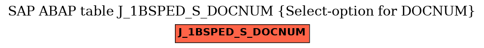 E-R Diagram for table J_1BSPED_S_DOCNUM (Select-option for DOCNUM)