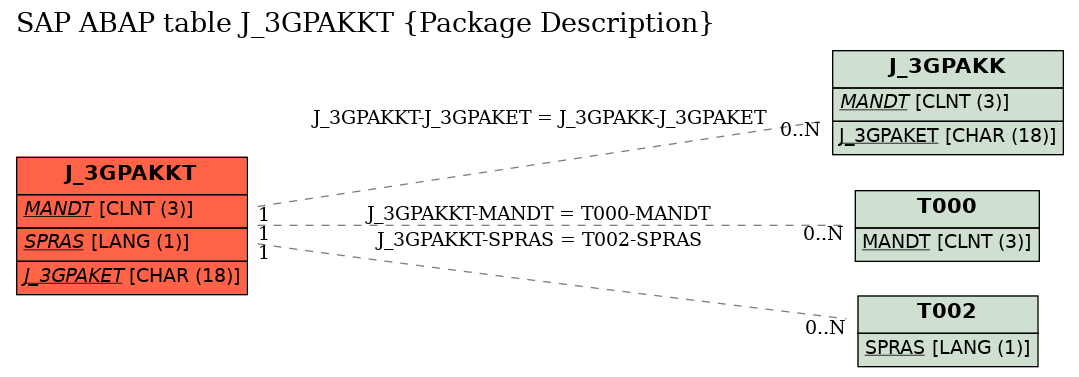 E-R Diagram for table J_3GPAKKT (Package Description)