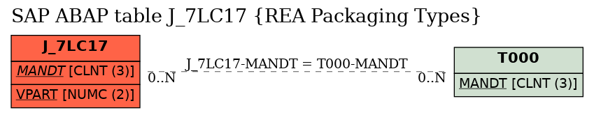 E-R Diagram for table J_7LC17 (REA Packaging Types)