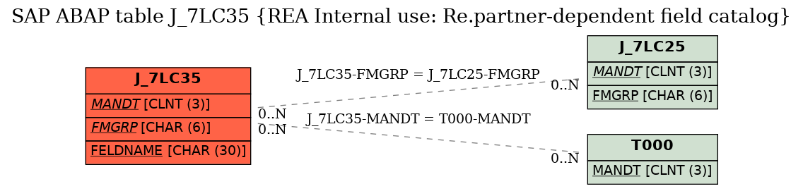 E-R Diagram for table J_7LC35 (REA Internal use: Re.partner-dependent field catalog)
