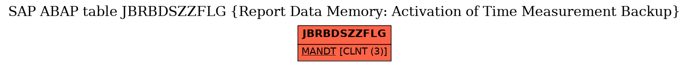 E-R Diagram for table JBRBDSZZFLG (Report Data Memory: Activation of Time Measurement Backup)