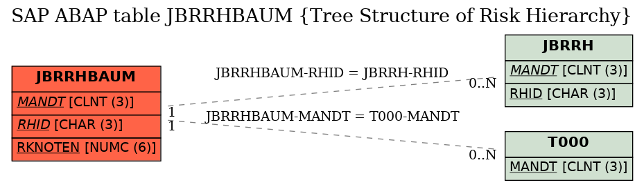 E-R Diagram for table JBRRHBAUM (Tree Structure of Risk Hierarchy)