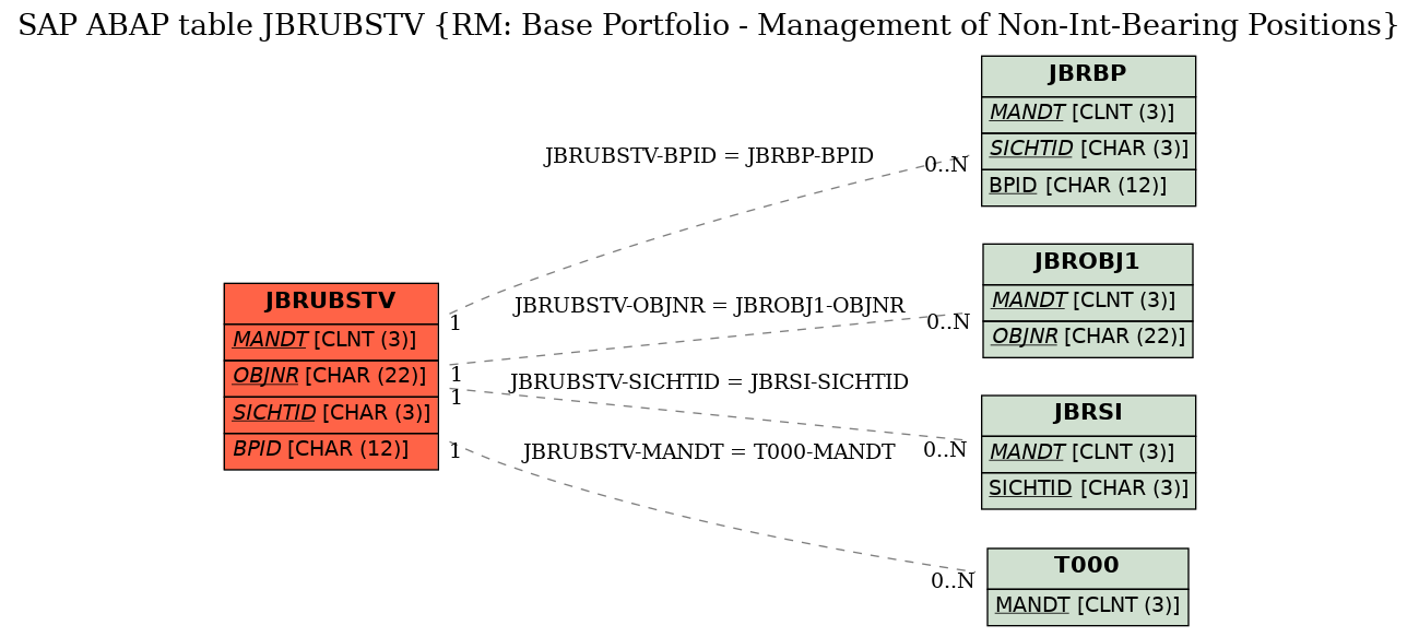 E-R Diagram for table JBRUBSTV (RM: Base Portfolio - Management of Non-Int-Bearing Positions)