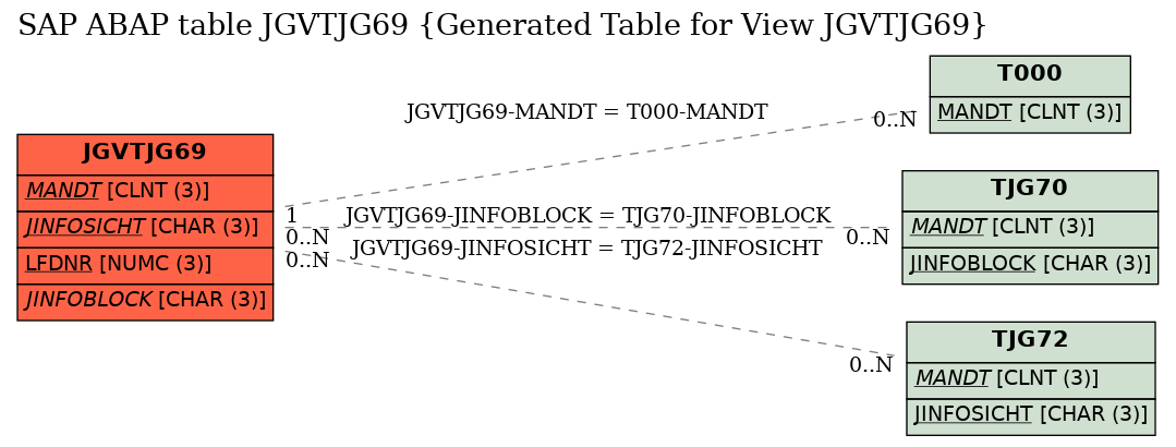 E-R Diagram for table JGVTJG69 (Generated Table for View JGVTJG69)