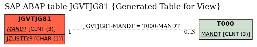 E-R Diagram for table JGVTJG81 (Generated Table for View)