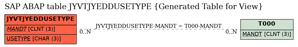 E-R Diagram for table JYVTJYEDDUSETYPE (Generated Table for View)