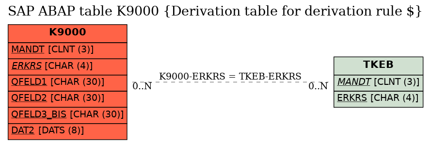E-R Diagram for table K9000 (Derivation table for derivation rule $)
