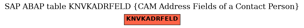 E-R Diagram for table KNVKADRFELD (CAM Address Fields of a Contact Person)