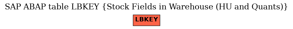 E-R Diagram for table LBKEY (Stock Fields in Warehouse (HU and Quants))