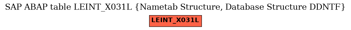 E-R Diagram for table LEINT_X031L (Nametab Structure, Database Structure DDNTF)